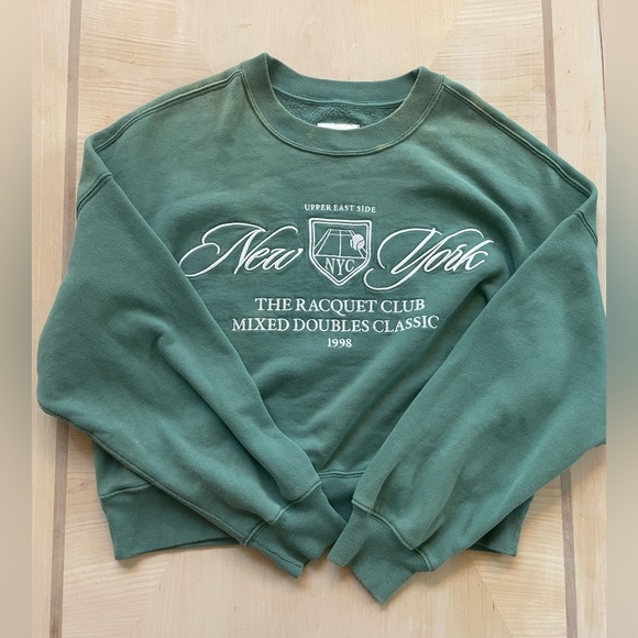 Abercrombie & Fitch Soft Green New York Sweatshirt Size Medium Soft Collection - Picture 2 of 9